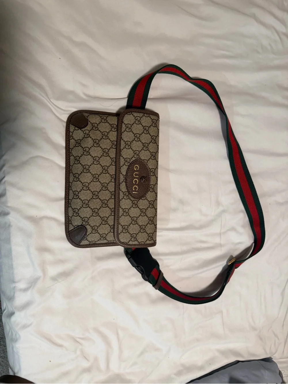 Gucci Brown Monogram Web Stripe Belt Bag